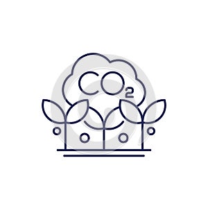 carbon offset and co2 gas reduction line icon