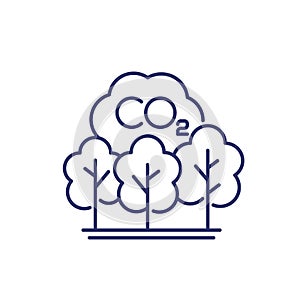 carbon offset, co2 reduction line icon