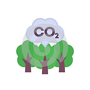 carbon offset icon, co2 emissions reduction