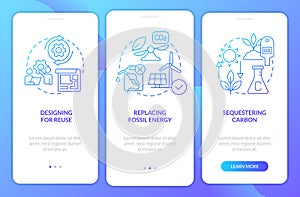 Carbon removal strategies blue gradient onboarding mobile app screen