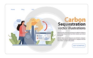 Carbon Sequestration concept. Flat vector illustration