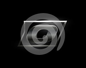 Carbon speed Letter O logo, dark matte metal carbon texture. Drive dynamic steel letter, turbo bold italic chrome