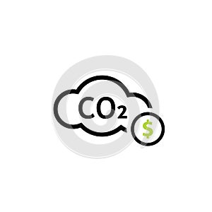 Carbon tax cloud line icon