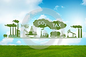 Carbon tax concept with industrial plant