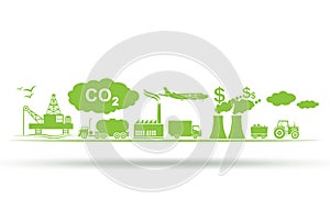 Carbon tax concept with industrial plant photo