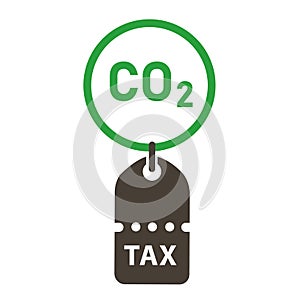 Carbon tax price label of CO2 emissions compensation icon