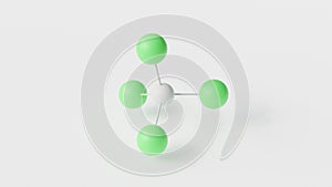 carbon tetrachloride molecule 3d, molecular structure, ball and stick model, structural chemical formula tetrachloromethane