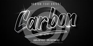 Carbon text, shiny silver style editable text effect