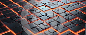 Carbon texture 3d tiles aligned. Abstract background wallpaper. Ascetic web banner. Generative AI