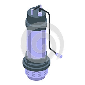 Carbon water pump icon, isometric style