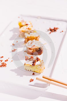 Carbonara sushi style  maki rolls