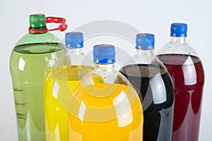 Carbonated drinks in plastic bottles