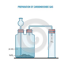 Preparation of Carbondioxide Gas in Laboratory with the help of Calcium Carbonate and Hydrochloric acid photo