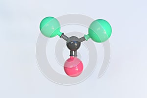 Carbonyl fluoride molecule. Isolated molecular model. 3D rendering