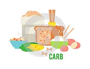 Carbs food vector illustration.