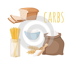 Carbs food vector illustration. photo