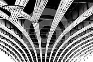 Carcass of the bridge. Technogenic abstract background