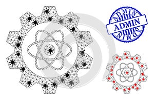 Carcass Mesh Atomic Industry Icons with Virus Centers and Textured Round Admin Watermark