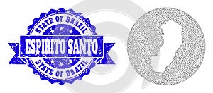 Carcass Mesh Circle Inverted Map of Espirito Santo State with Distress Seal