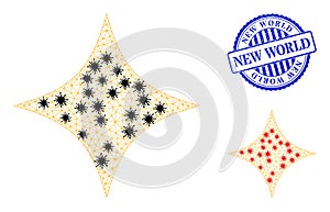 Carcass Mesh Space Star Icons with Infectious Centers and Distress Round New World Watermark