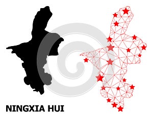 Carcass Polygonal Map of Ningxia Hui Region with Red Stars