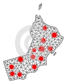 Carcass Polygonal Map of Oman with Red Covid Nodes
