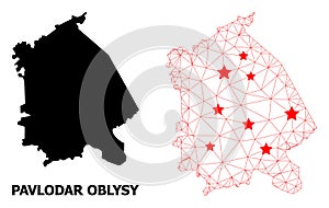 Carcass Polygonal Map of Pavlodar Region with Red Stars photo