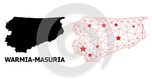 Carcass Polygonal Map of Warmia-Masuria Province with Red Stars photo
