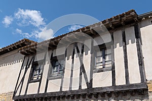 Carcassonne city timbered house in medieval town france