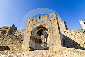 Carcassonne fortress lift-bridge and walls