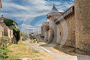 Carcassonne, France. Castle Comtal and input bridge