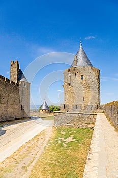 Carcassonne, France. Domestic (left) and external (right) walls. UNESCO list