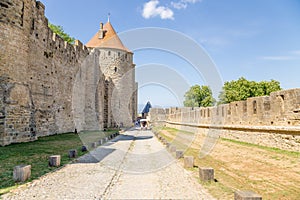 Carcassonne, France. Double walls and towers. UNESCO LIST