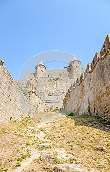 Carcassonne, France. Labyrinths of fortifications. UNESCO list