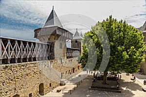 Carcassonne, France. View of old town from the fortress