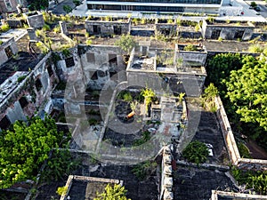 Carcel de Caseros abandoned many years ago taken over by vegetation photo