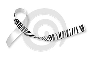 Carcinoid Cancer Awareness ribbon zebra stripe print pattern isolated on white background clipping path