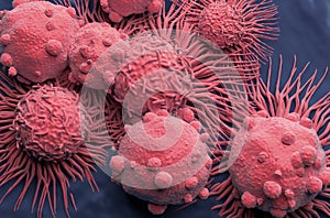 Carcinoma cells field in kidney cancer - top view 3d illustration