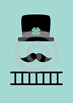 Card Abstract Chimney Sweep With Ladder Turquoise