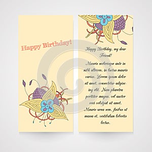 Card with abstract hamd drawn flower.