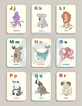 Card alphabet with animals part 2