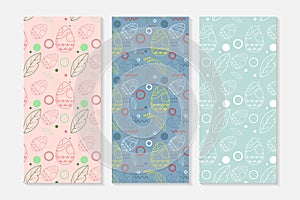 Card Background set of Easter seamless Patterns Endless