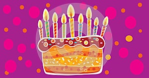 Card with birthday cake and candles