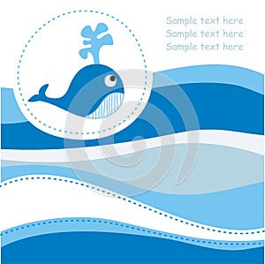 Card with blue whale