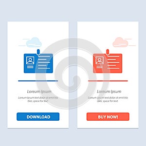 Card, Business, Corporate, Id, ID Card, Identity, Pass  Blue and Red Download and Buy Now web Widget Card Template