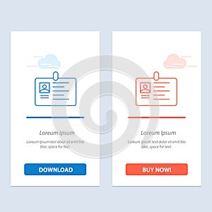 Card, Business, Corporate, Id, ID Card, Identity, Pass  Blue and Red Download and Buy Now web Widget Card Template