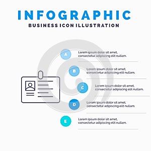 Card, Business, Corporate, Id, ID Card, Identity, Pass Line icon with 5 steps presentation infographics Background