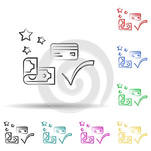 Card, cash, pay multi color set icon. Simple thin line, outline vector of shopping icons for ui and ux, website or mobile