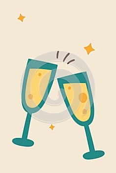 Card With Champagne Glasses