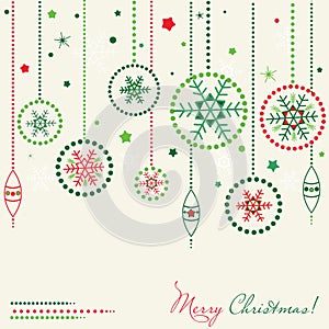 Card with Christmas balls